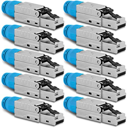 NAUC CAT 8 RJ45 Netzwerkstecker - 10x RJ45 Stecker Steckverbinder - mit Zugentlastung - geschirmt - werkzeuglos - CAT 8 CAT8.1 LAN Netzwerkkabel Stecker