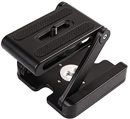 Klappbarer Z-Flex-Neigungsstativ-Kugelkopf, Aluminiumlegierung Z-Neigungskopf Schnellwechselplattenständer für DSLR-Kamera-Camcorder, Stativ, Gleitschiene