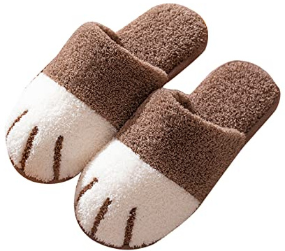 Syfinee - Pantofole in peluche, a forma di zampa di gatto, morbide e comode, antiscivolo