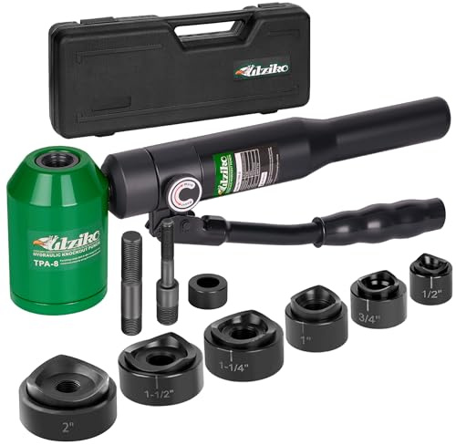 UTZIKO Hydraulic Knockout Hole Punch Driver Kit 1/2 to 2 inch Electrical Conduit Hole Cutter Set KO Tool Kit Metal Sheet Puncher