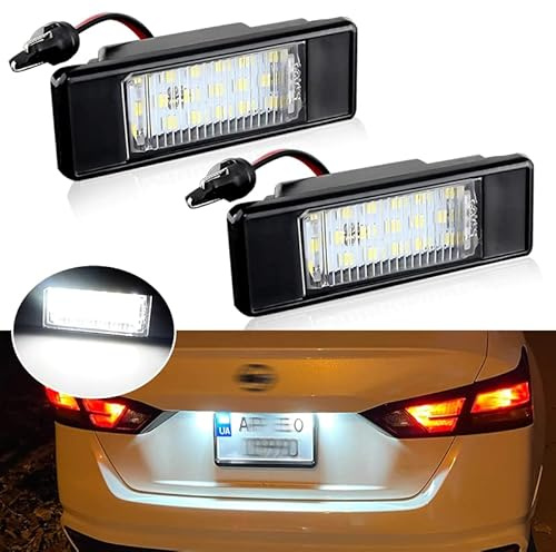 car passion Kit d'éclairage de plaque d'immatriculation compatible avec Nissan Juke Qashqai X-Trail arrière canbus NO ERROR 18 SMD 6000K remplacement de la lampe de plaque lumineuse blanc glace