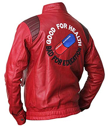Chaqueta de cuero para hombre Akira Kaneda manga cápsula logo rojo bombardero motocicleta motorista, Piel., L