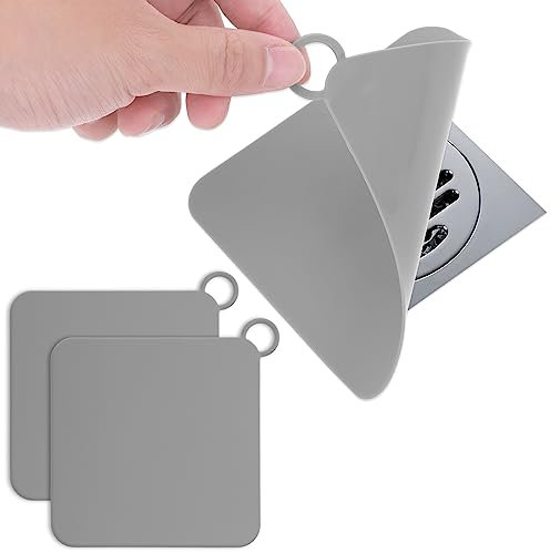 WLLHYF 2 Pièces Bouchons de Bain en Silicone Douche Bouchons de Drainage en Gel de Couvercle de Drain de Baignoire Tapis de Drainage de Sol pour Salle de Bain, Toilettes, Cuisine et Buanderie (Gris)