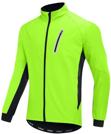 baleaf Men's Winter Cycling Jackets Water Resistant Thermal Running Softshell Jacket Warm Cold Weather Pockets Green 2XL