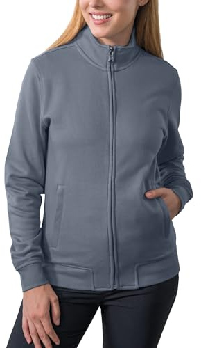 HRM Veste zippée Femme Premium Gris Pierre XL | 360 g/m² | en 70 % Coton et 30 % Polyester recyclé