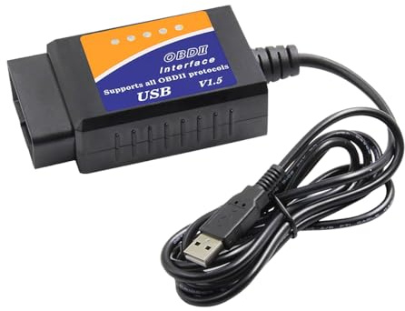 CGEAMDY OBD2 Diagnosekabel Interface Scanner, OBD2 SB-Anschluss V1.5 Scanner Ersatz für USB, Auto Multifunktionsfehler löschen, Unterstützt alle OBD Ⅱ-Protokolle