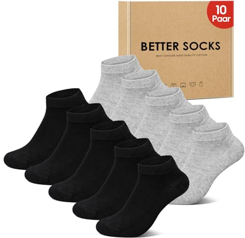 IceReco 10 Paia Calzini Uomo Corti Estivi Sportive Calze Donna Corte Cotone Calza Sportivi Fantasmini Running Invisibili Trekking Tennis Calzini Elastiche 39-42 Nero Nere Neri Grigio