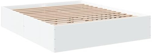 vidaXL Bettgestell, Bett Doppelbett für Schlafzimmer, Bettrahmen mit Lattenrost, Schlafzimmerbett Modernes Design, Weiß 150x200cm Holzwerkstoff