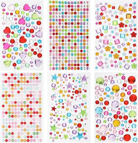 Naler Strass Autocollant Personnalisé a Coller pour Enfant Fille 5 6 7 8 9 10 14 Feuilles Autocollants Décoratifs pour Ongle et Visage, Strass Autocollant Adhésifs Loisir Creatif avec Pincette