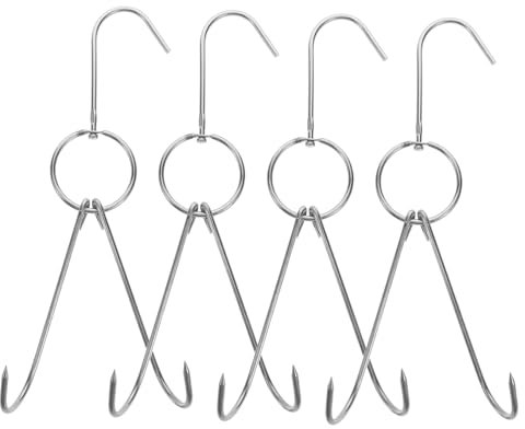 HEMOTON 4stücke Doppel Fleischhaken Smoker Hook Tools Grill Kochen Barbecue Haken Zum Aufhängen Für Fleisch Braten Hängehaken Schnappverschluss Haken