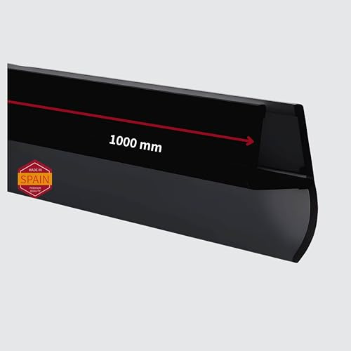 Gedotec Junta central negra | Junta para puerta de ducha con labio lateral | 100 cm | grosor del cristal 6 – 8 mm | Junta de ducha PVC | Junta de cristal impermeable | Junta para cabina de ducha