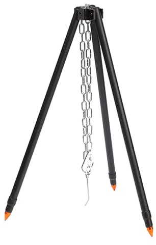 Moreeulsi Campfire Tripod Grill, 80x123.5cm Fire Pit Tripod Grill, Barbecue, Aluminum Alloy Portable Swivel Height Adjustable Folding Camping BBQ For Outdoor Camping Picnics Garden Beach