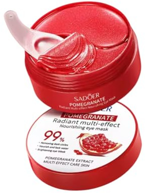 Sadoer Mascarilla de Ojos de Granada, Efecto Multi-Nourishing, 99% Extracto de Granada, 4 en 1, Parches ojos, 30 pares