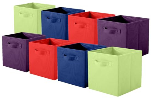 Pinkgarden Caja organizadora plegable de cubos de tela con asas, para casa, habitación de los niños, armario y organización de juguetes, juego de 8 unidades, 26,7 x 26,7 x 28 cm, mezcla D