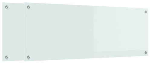 vidaXL Küchenrückwand 2 pcs Weiß 110 x 40 cm Gehärtetes Glas, Moderne Küchenrückwand, langlebiger hitzebeständiger Glas-Schutz, schlankes Upgrade für den Kochbereich, minimalistisches Schutzpanel