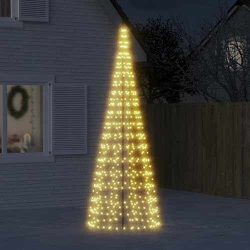 Generisch Árbol de Navidad con efectos luminosos, estructura de metal estable, para jardín, terraza e interiores (blanco cálido, 300 cm)