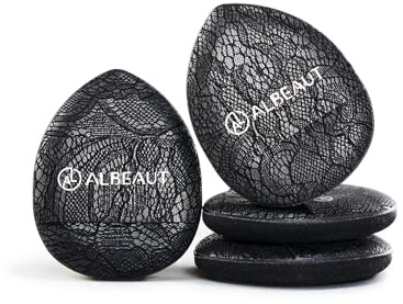 ALBEAUT Mini Cushion Puff, 4PCS Finger-Fit Teardrop Makeup Applicator for Concealer, Cream Blush & Highlighter, Precision Detail Puff for Under Eye & Nose