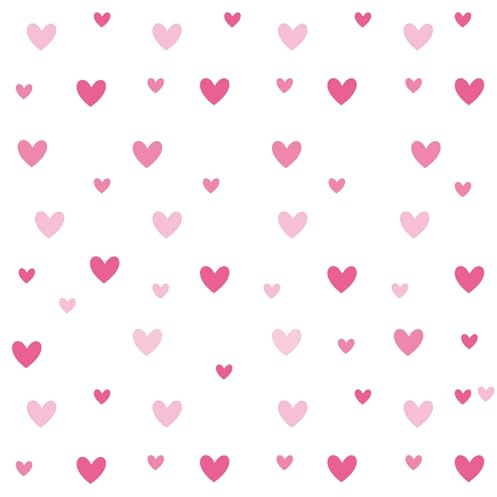 102 stycken väggklistermärken för barnrum i hjärtform, avtagbara och dekorativa väggklistermärken som väggdekoration för babyrum, flickor och pojkar (design: Rosa hjärtan)