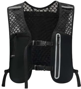 Générique Sac à Dos Léger Sport Randonnée Cyclisme Veste Téléphone Portable Gourde Multifonction Mince Homme Femme (Black, One Size)