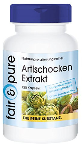 Fair & Pure® - Artischocken Kapseln - 120 Kapseln - Extrakt standardisiert auf 2,5% Cynarin - vegan - natürlich - ohne Magnesiumstearat