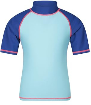 Mountain Warehouse Rashguard für Kinder - Kurzarm-Schwimmshirt für Jungen und Mädchen mit LSF 50+ UV-Schutz, schnell trocknend, Flatlock-Nähte - Schwimmen & Neoprenanzug Minze 3-4 Jahre