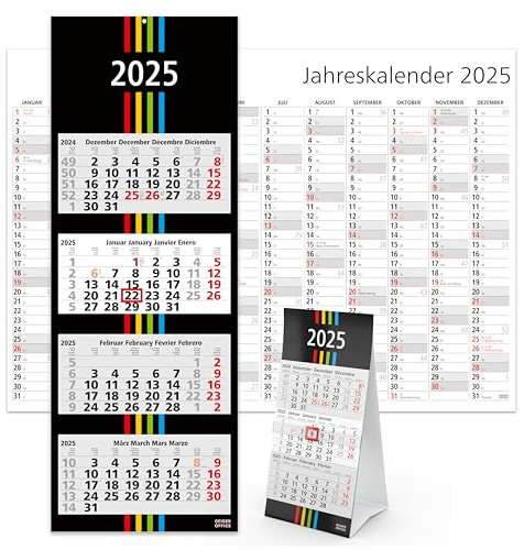 GEIGER-OFFICE Bürokalender 2026 3er-Set 4-Monatskalender 2025 Wandkalender + 3-Monats-Tischkalender 2026 + Jahreskalender2026