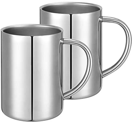 luvtree 2 Pcs 210ml Stainless Steel 304# Double Wall Insulated Mug with Handle,Coffee Mug for Travel & Camping,Milk Mug for Teenagers,Shatterproof Stainless Steel Mug for Children.Dishwasher Safe