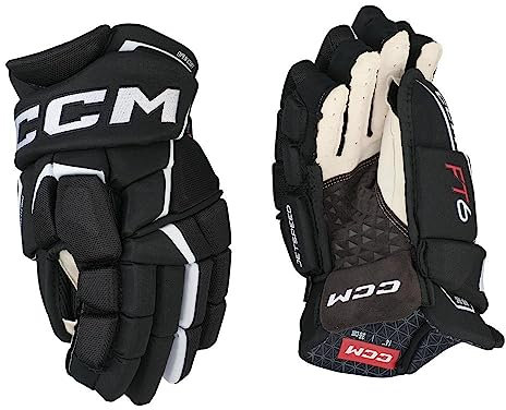 CCM Jetspeed FT6 Eishockey Handschuhe Junior (Schwarz/Weiß, Größe:12)