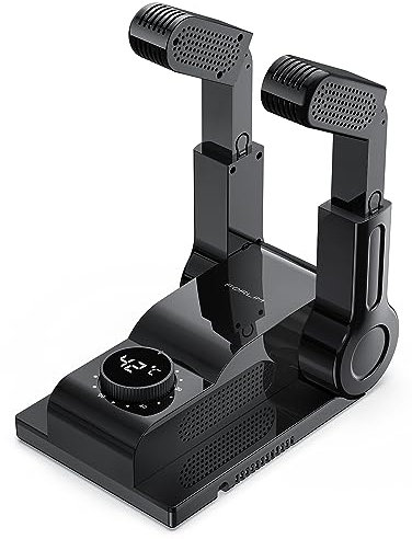 FORLIM Schuhtrockner, Elektrisch Fußwärmer, Handschuhtrockner und Stiefelwärmer – 180° Verstellbarer Trockenständer – teleskopisch biegbare Trockenanschlüsse – intelligenter Timer(Schwarz)