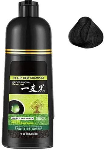 Champú para tinte de cabello negro de 500ml, champú para oscurecer el cabello blanco, champú orgánico Natural profesional para tinte de cabello rápido para cubrir el gris oscuro (Negro)