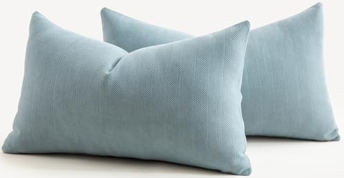Mandioo 2er Set Kissenbezug 30x50 cm Hellblau Chenille Kissenbezüge weich Gemütlich langlebig modern Zierkissenbezug Dekokissen Kissenhülle für Sofa Wohnzimmer Schlafzimmer