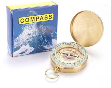 HJIAMA Mini Kompass aus Messing, Kompass für Outdoor, Wandern, Camping, Radfahren, Kompass Schlüsselanhänger, Kompass Messing für Navigation