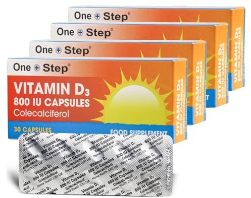 One Step | Vitamin D 800IU | Colecalciferol Capsules | Vitamin D Supplements for Women & Men (120 Capsules)