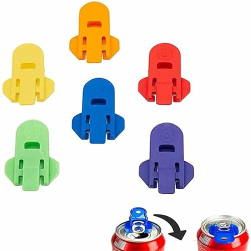 6PCS Easy Tab Opener & Drink Protector, Universal Fit Drink Can Openers, Drink Ring Pull Cans Plastic Manual Lifters Tin Clips Aid for Picnic Party BBQ Camping