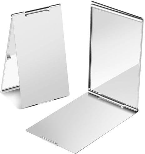ElevateTech Taschenspiegel 2 Stück Tragbarer Klappspiegel Ultradünner Langlebiger Makeup-Spiegel mit Aluminiumschale Kosmetikspiegel für Reisen Badezimmer Make-up Schönheit