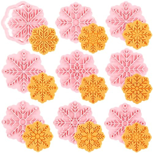 Christmas Snowflake Biscuit Cutter Set, 9 Pcs Plastic Stamps