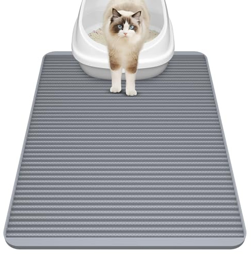 Tappetino in silicone per lettiera per gatti, 79 x 58,5 cm, grande, impermeabile, antiscivolo, durevole, facile da pulire, controllo della diffusione e lavabile per il pavimento
