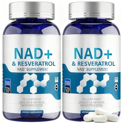 Integratore Premium NAD+ & Resveratrolo 1500mg | 2 Flaconi da 120 Capsule Molli | Supporto Anti-Aging e Rigenerazione Cellulare | Confezione da 2 bottiglie