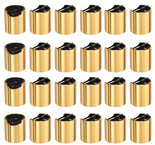 sourcing map 24 tappi a disco in plastica alluminizzata, 28/410, tappi di ricambio durevoli, per bottiglie da spremere, bottiglie ricaricabili, plastica, vuoti, shampoo, oro nero