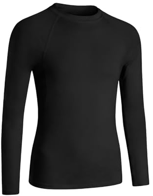 NuCamper Boys Base Layer Tops, Boys' Long Sleeve Compression Shirt, Breathable and Moisture Wicking, Lightweight Workout Athletic Kid Undershirt Tights for Football Sports Running Baseball Soccer Gym
