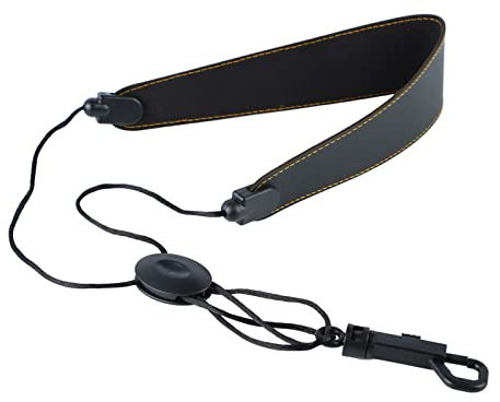 Bediffer Saxofonrem Justerbar Bekväm Nackrem för Alt Tenor Sopran Läder Vadderat med Heavy Duty Hook 1 Enhet