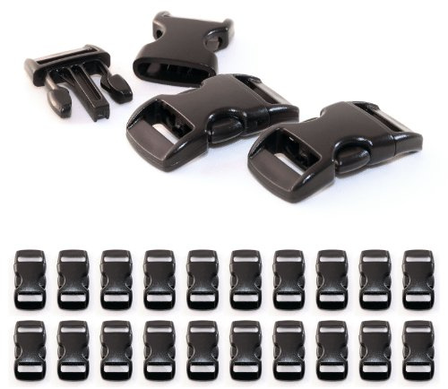 Ganzoo klickstängning plast, 20 stycken, 3/8 tum, 10 mm remmått, 30 mm x 15 mm, spänne, paracord 550 armband, ryggsäckslås, gör-det-själv-projekt