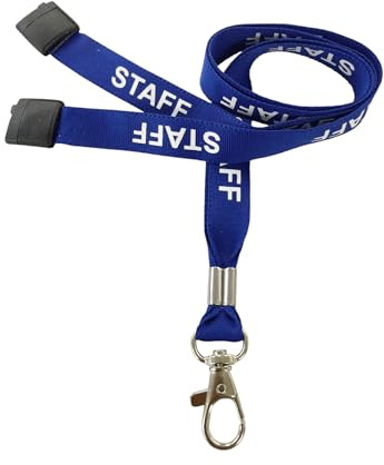 Customcard Ltd Blue Staff Lanyard with Safety Break & Metal Clip - 45cm Drop, 15mm Width - Comfortable & Durable Staff Lanyards for Office, School & Events - Professional Blue Design (Pack of 1)