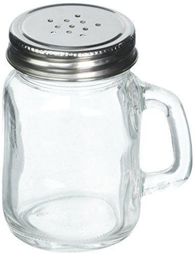 Tablecraft Small Glass Mason Shaker with Metal Lid, 5-Ounce, Clear