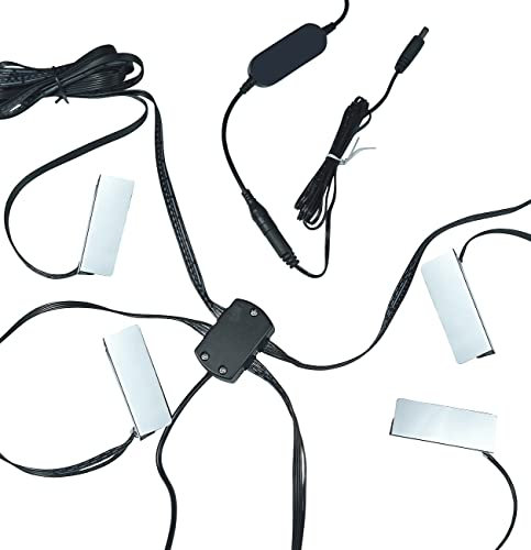 Luminea Home Control RGB: WLAN-LED-Glasbodenbeleuchtung, 4 Klammern mit 12 RGBW-LEDs, App (Vitrinenbeleuchtung, Glaskanten Beleuchtung, Glasboden)