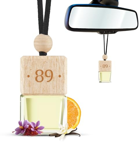 Aromatic • 89 • Bilglas luftfräschare för upphängning – saffran, jasmin och orange hängande diffusor – långvarig bildoft mot lukt – premiumdoftträd för bil, kontor, hem