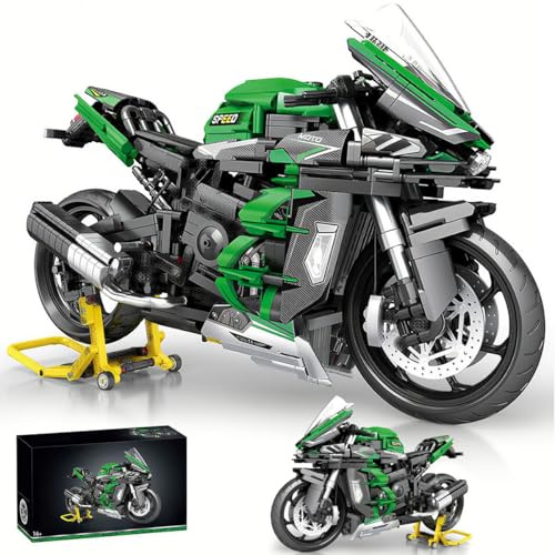 YILETKC Technik Moto Jeu de Construction de Véhicules, 2088 Pièces 1:5 pour Kawasaki H2 SX SE Modèle de Moto, Collectionner Blocs de Construction Modèle Cadeau de Construction pour Enfants et Adultes