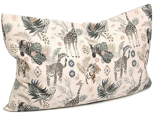 Kräuterkissen 30x20cm Bio-Baumwolle Wilde Tiere + Bio-Inlett befüllt mit Salbei, Anis, Kamille, Pfefferminze, Thymian, Rosmarin, Melisse, Lavendel
