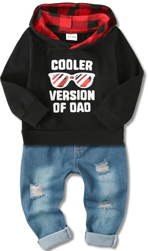 Amissz Completo Bambino Neonato, Bimbo Neonati Vestiti per Neonato Tuta Manica Lunga Lettera Stampata Maglietta Top + Pantaloni in Jeans Set Rosa 4-5 anni
