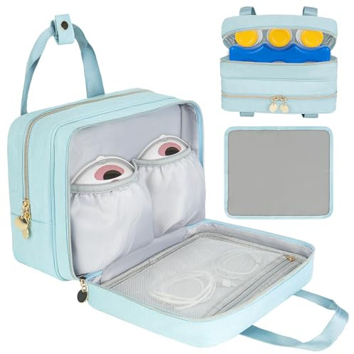 Wearable Breast Pump Bag with Cooler Compartment Compatible with Willow,Elvie,Medela Pump&Momcozy S12 Pro, Carrying Case with a Ice Pack & Waterproof Mat for Breast Pump and Accessories, Blue
